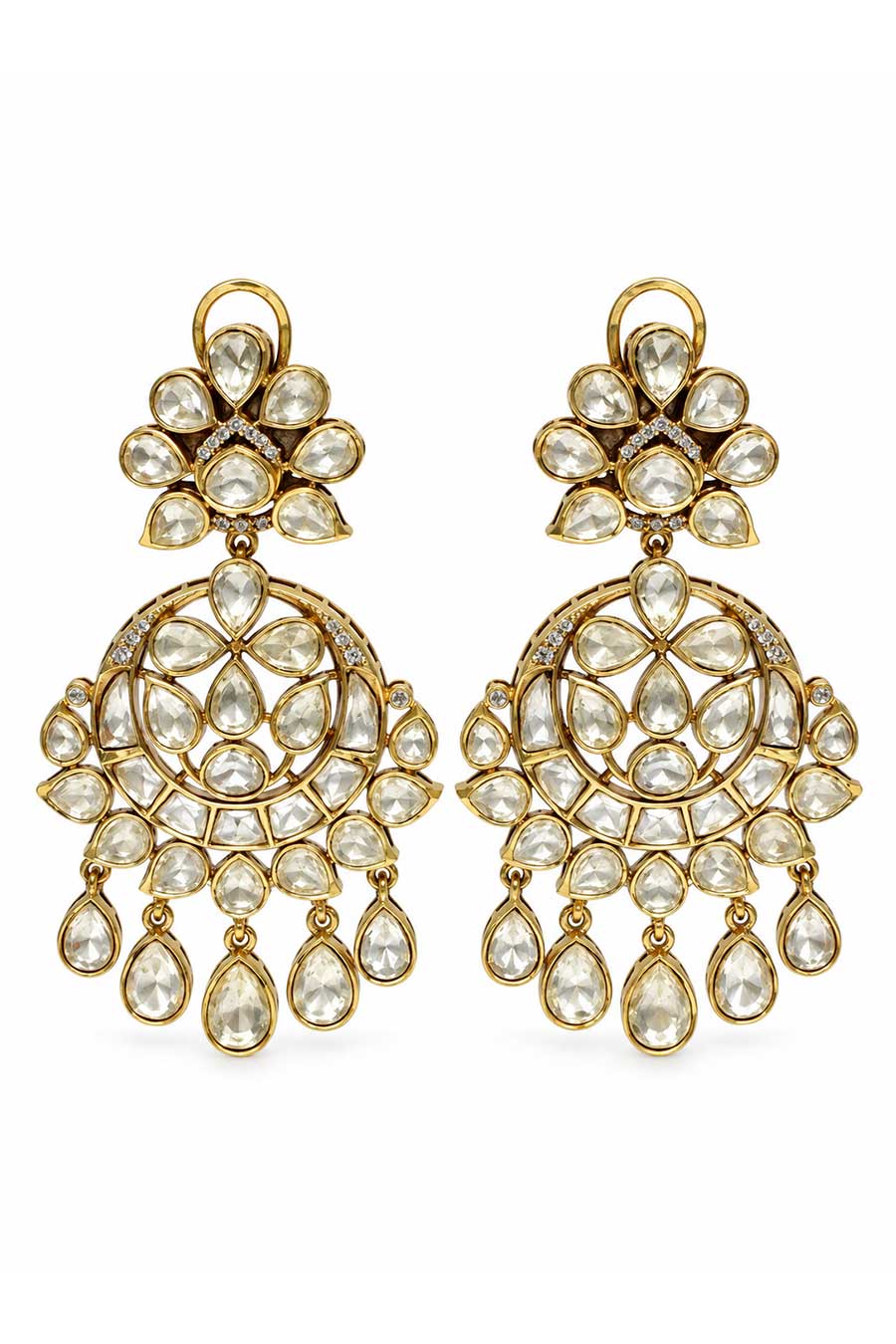 Moissanite Polki Statement Drop Earrings
