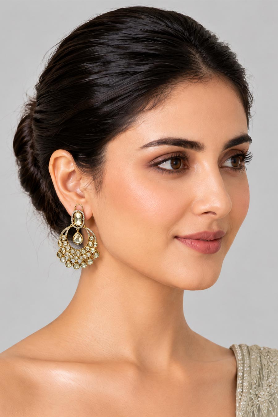 Moissanite Polki Statement Earrings