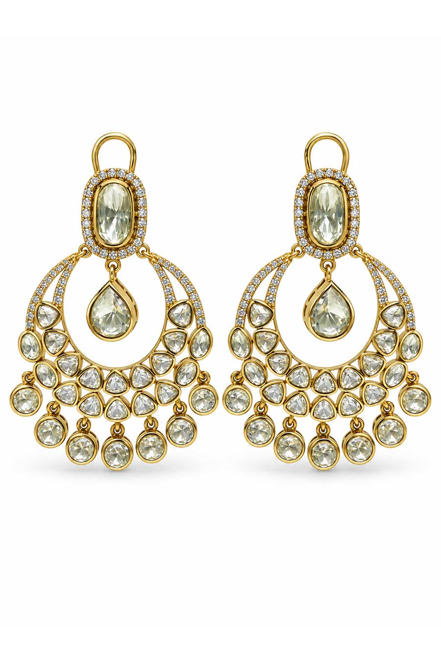 Moissanite Polki Statement Earrings