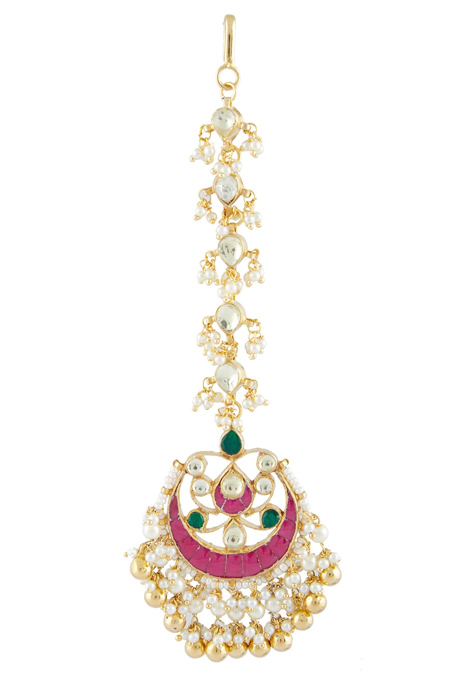 Pink Kundan Mang Teeka