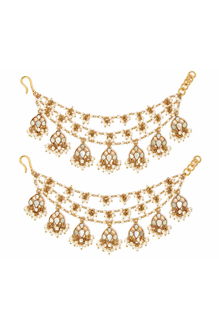 Pearl Kundan Layered Ear Chain