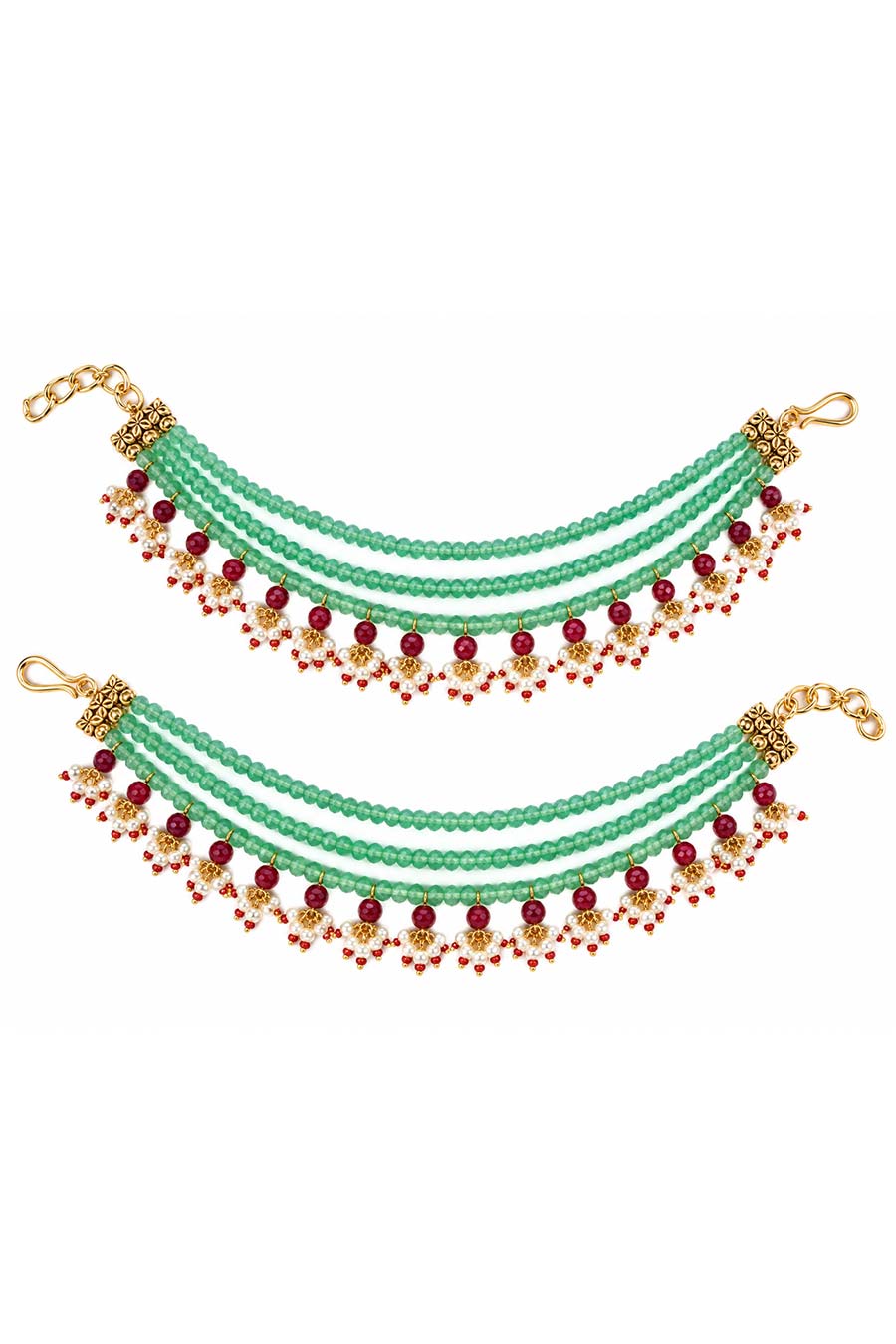 Sage Green Pearl Layered Ear Chain