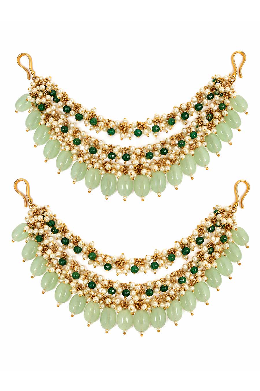 Sage Green Pearl Layered Ear Chain