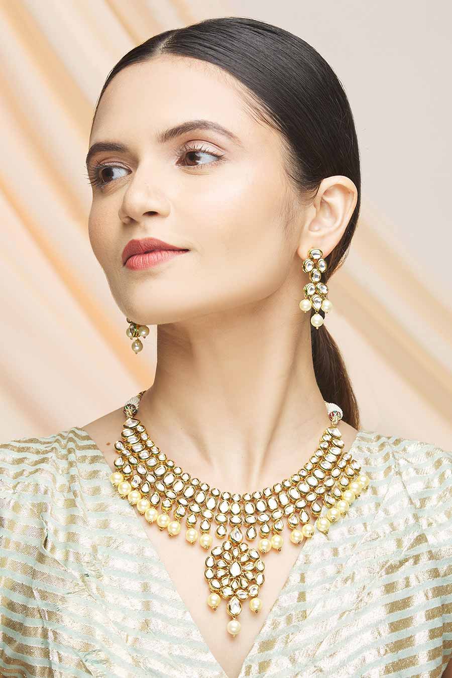 Gold Plated Polki Kundan Choker Set