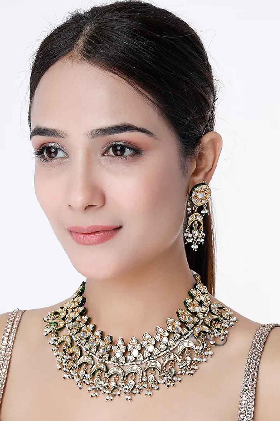 Gold Kundan Polki Necklace Set