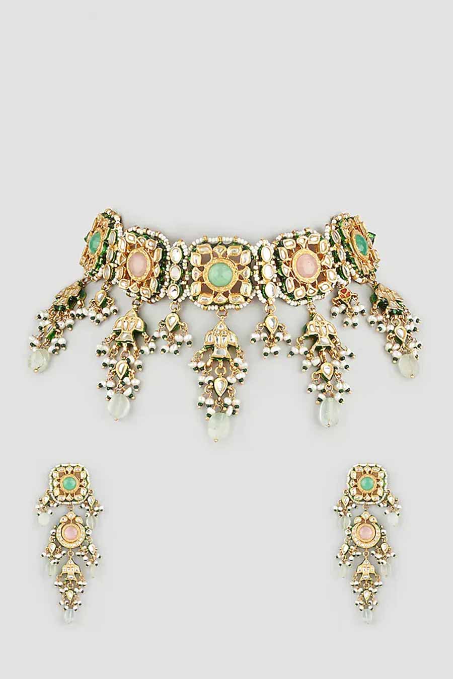 Multi-Coloured Onyx Choker Necklace Set