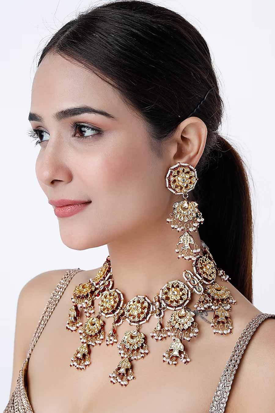 Brown Kundan Necklace Set