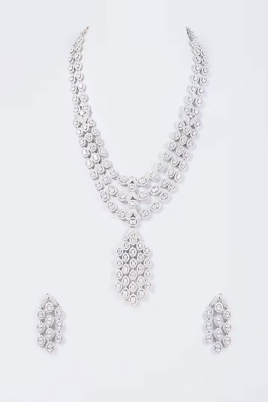 Silver Long Necklace Set