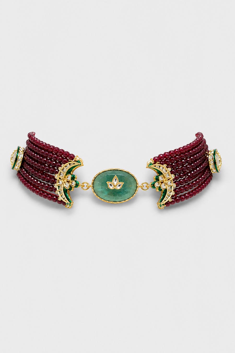 Emerald Beaded Choker Necklace & Earrings Set