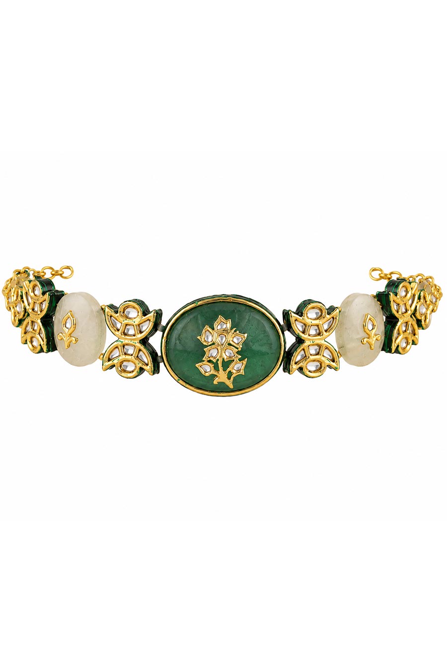 Emerald Floral Gemstone Choker Necklace & Earrings Set