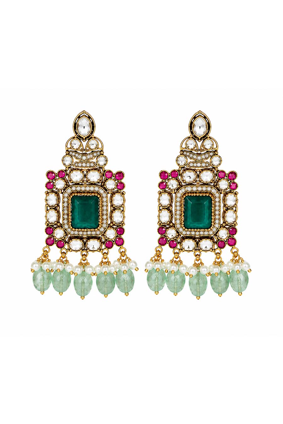 Emerald Kundan Choker Necklace & Earrings Set