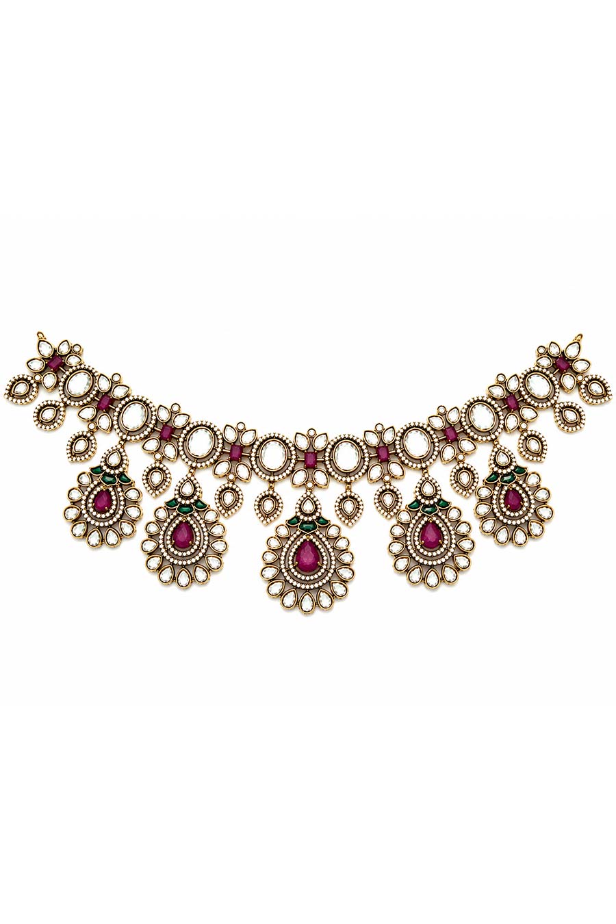 Ruby Kundan Statement Necklace & Earrings Set