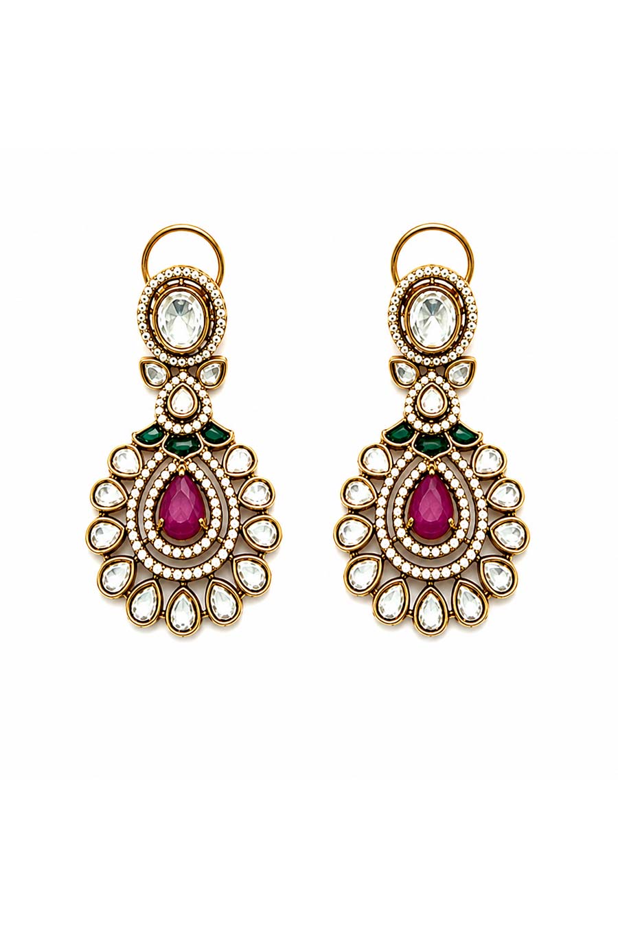 Ruby Kundan Statement Necklace & Earrings Set