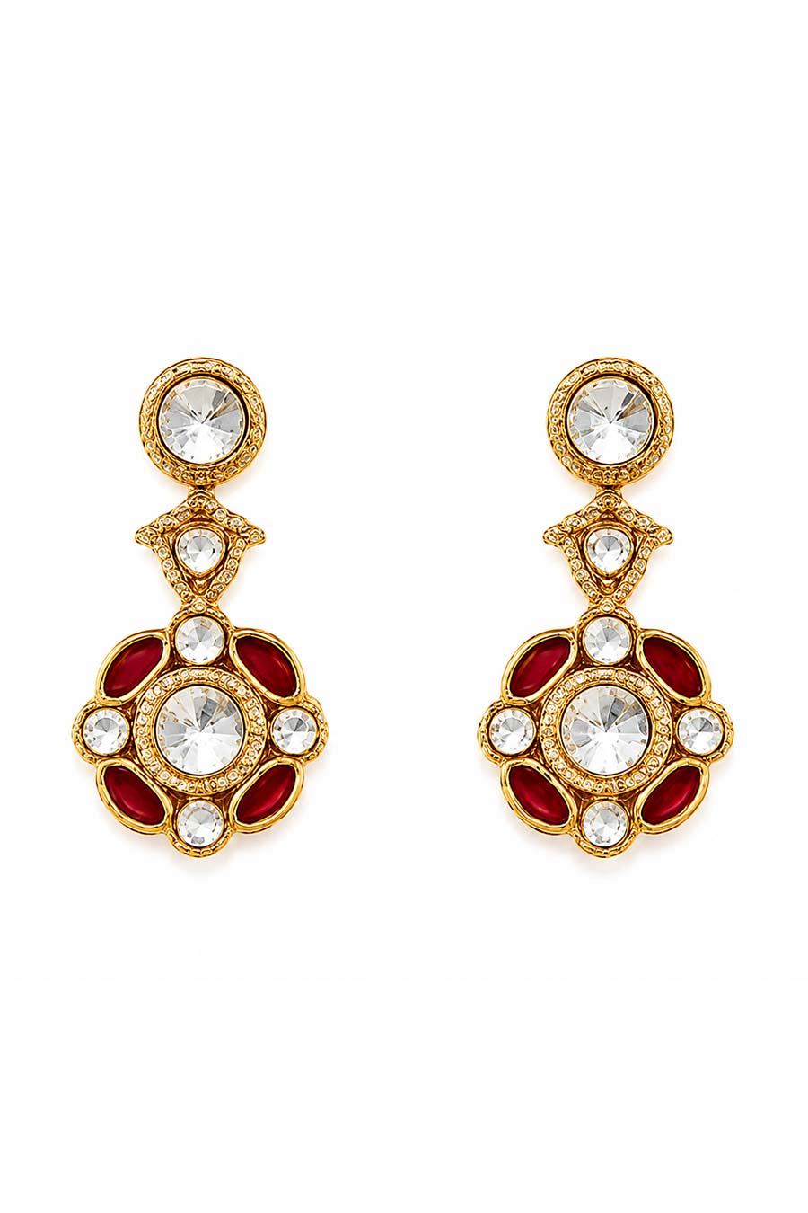 Ruby Kundan Choker Necklace & Drop Earrings Set