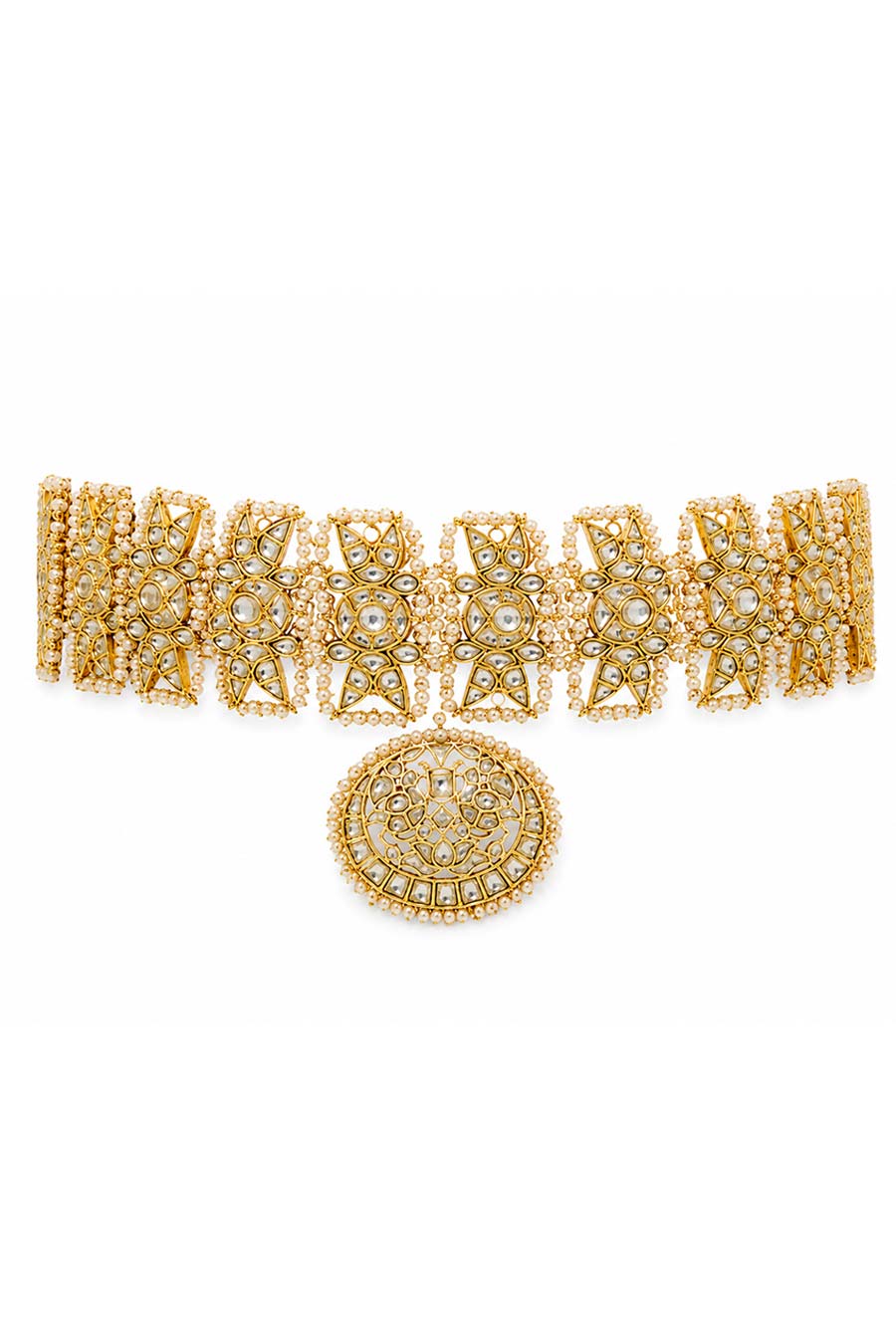 Kundan Pearl Bridal Choker Necklace & Earrings Set