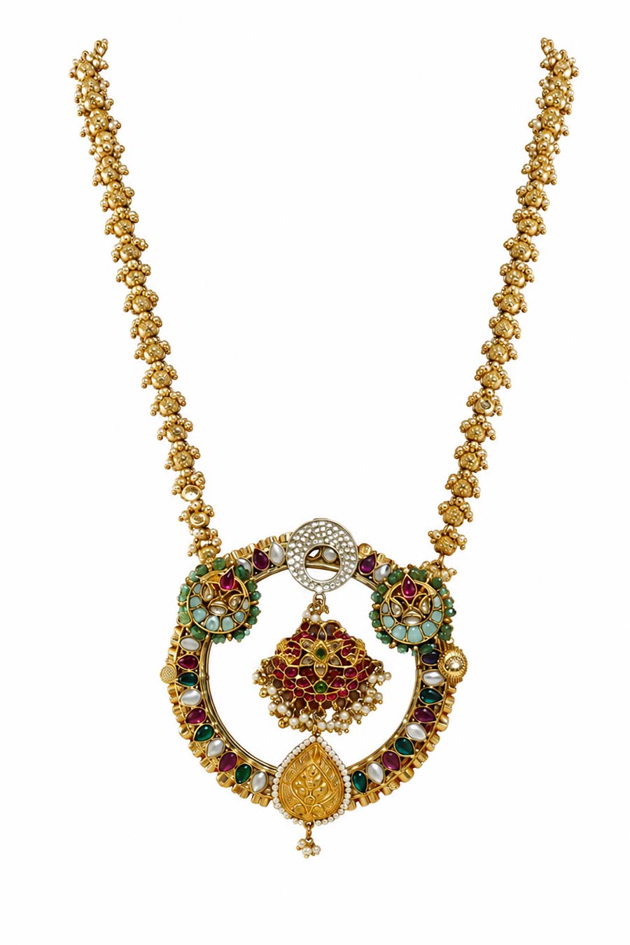 Heritage Polki Pendant Necklace & Jhumka Earrings Set