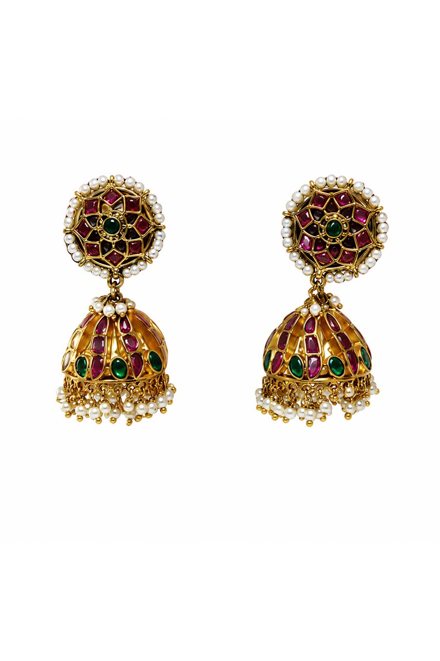 Heritage Polki Pendant Necklace & Jhumka Earrings Set