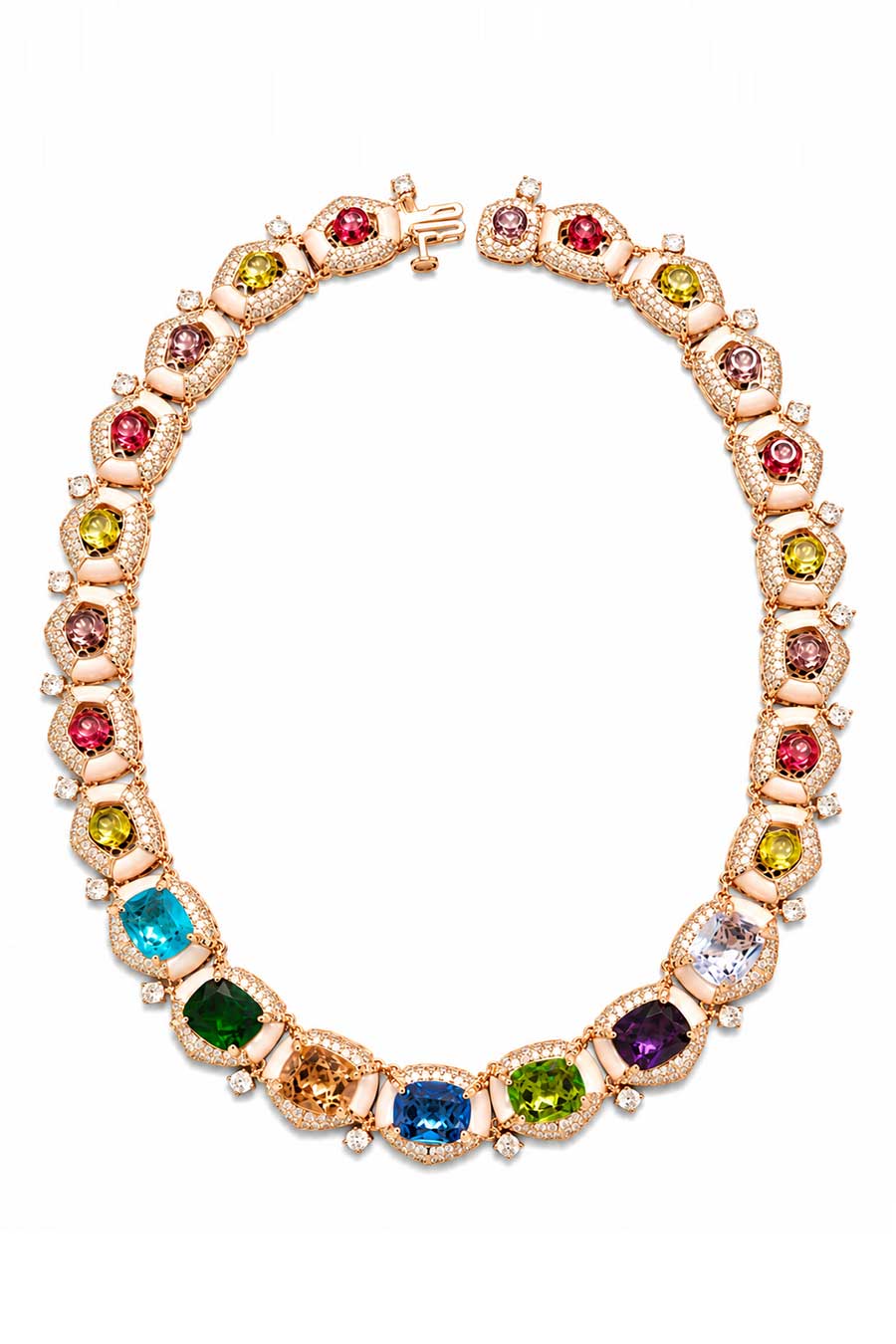 Multi-Gemstone Tennis Necklace & Stud Earrings Set