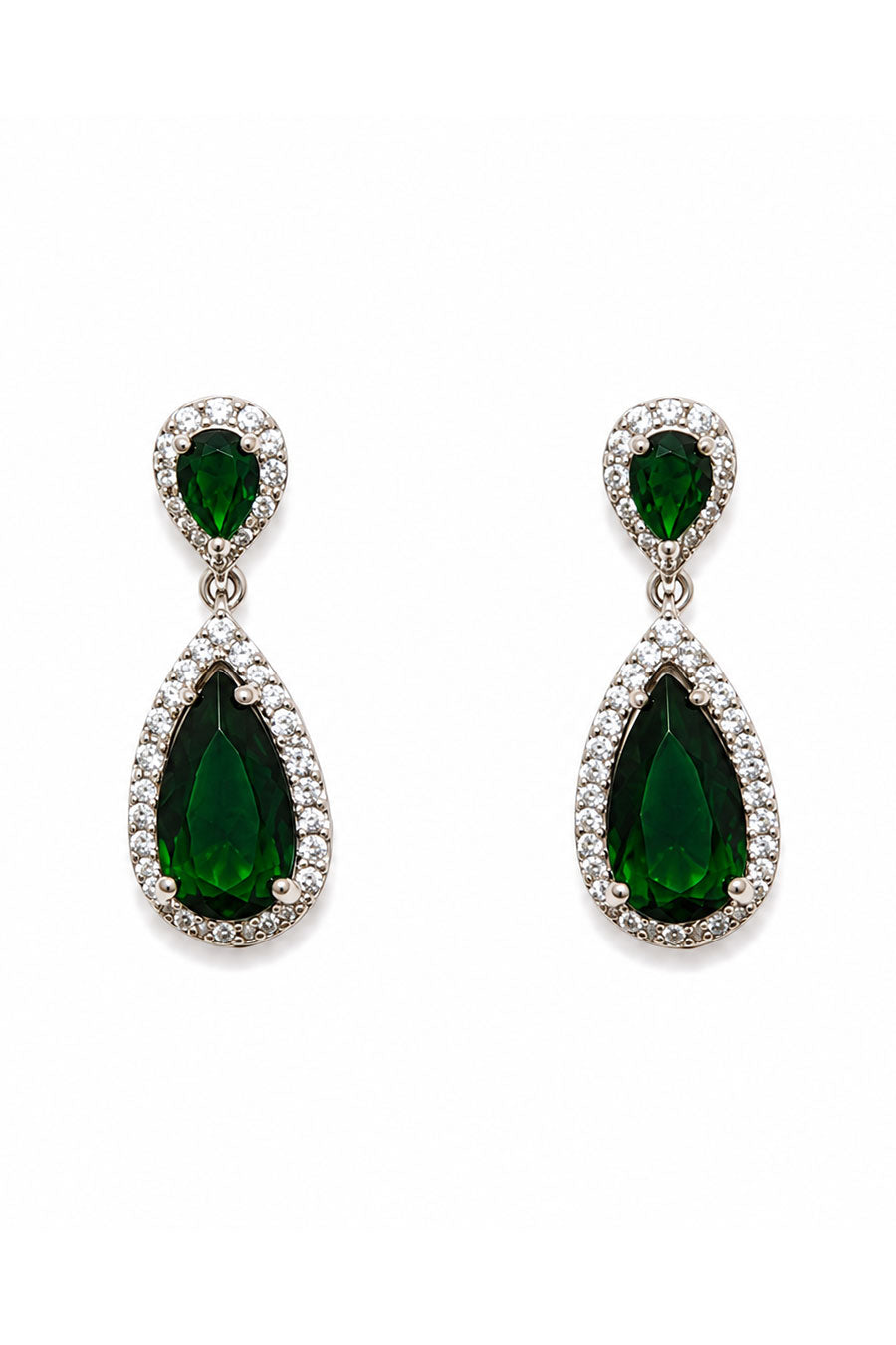 Emerald Teardrop Necklace & Drop Earrings Set
