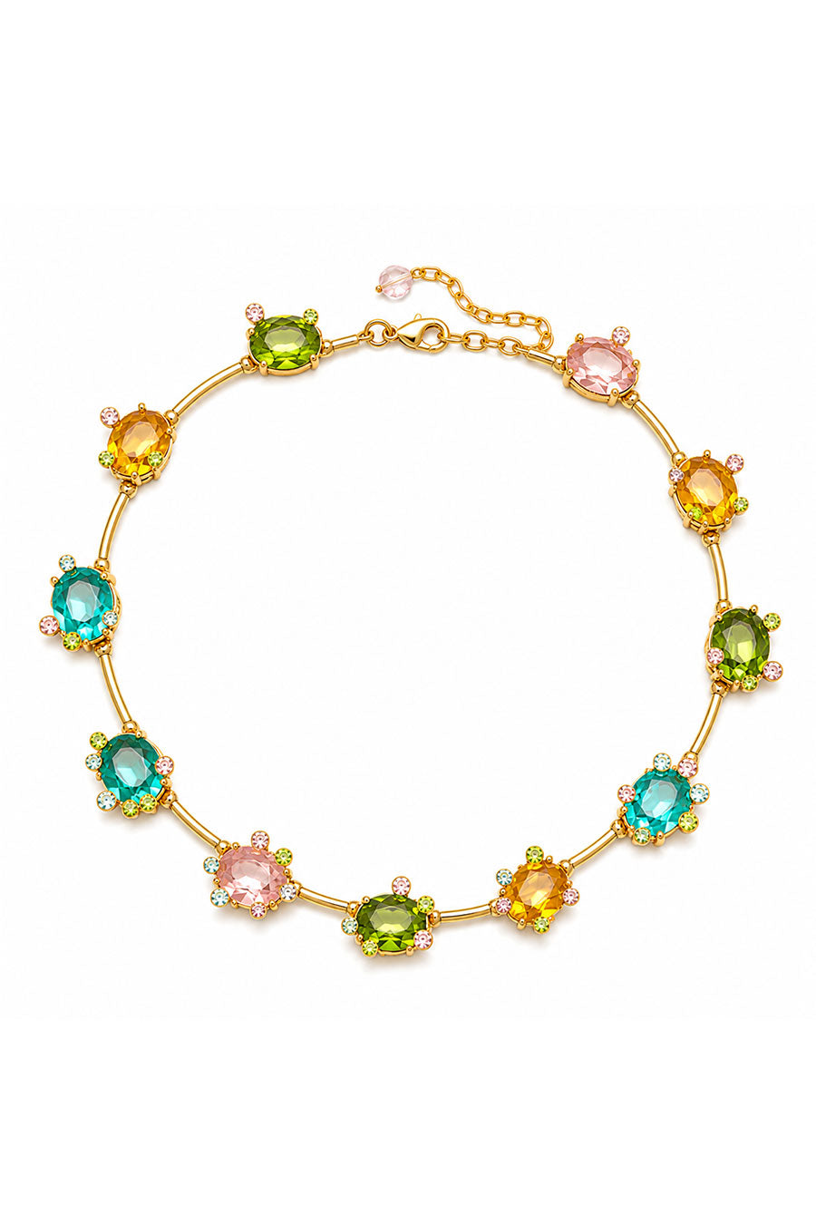 Multi-Coloured Floral Gemstone Necklace & Earrings Set