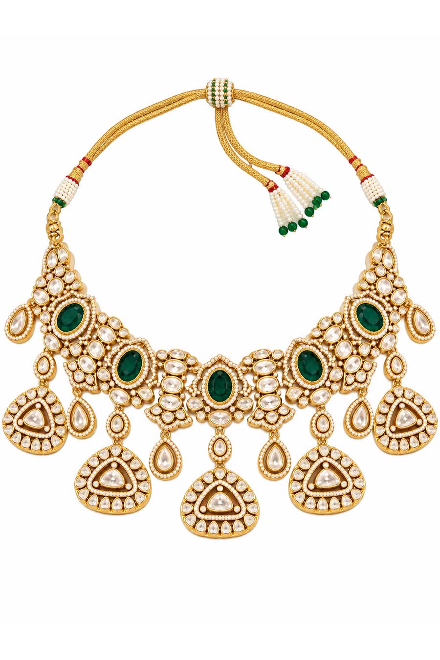 Emerald Kundan Necklace & Earrings Set