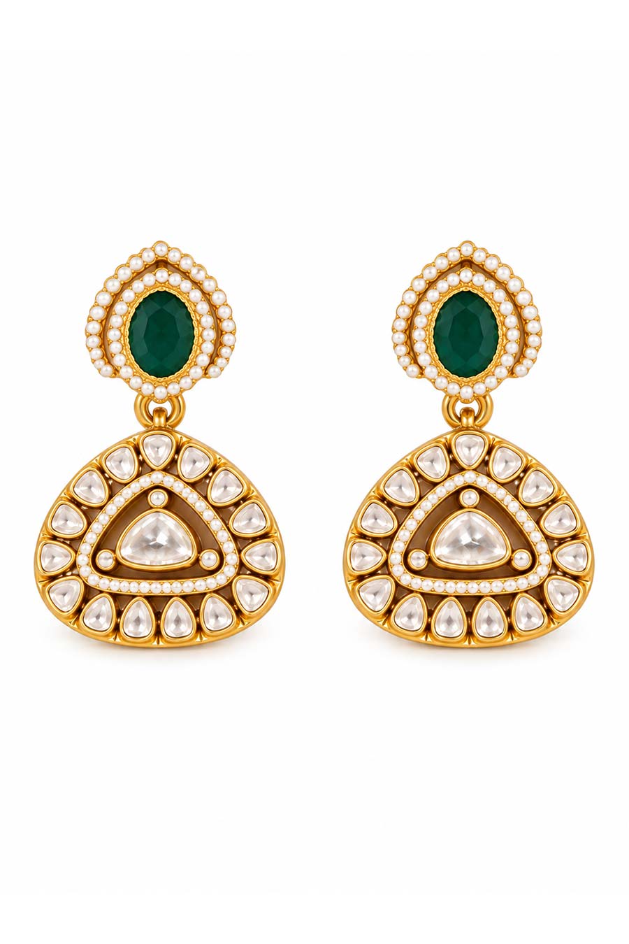 Emerald Kundan Necklace & Earrings Set