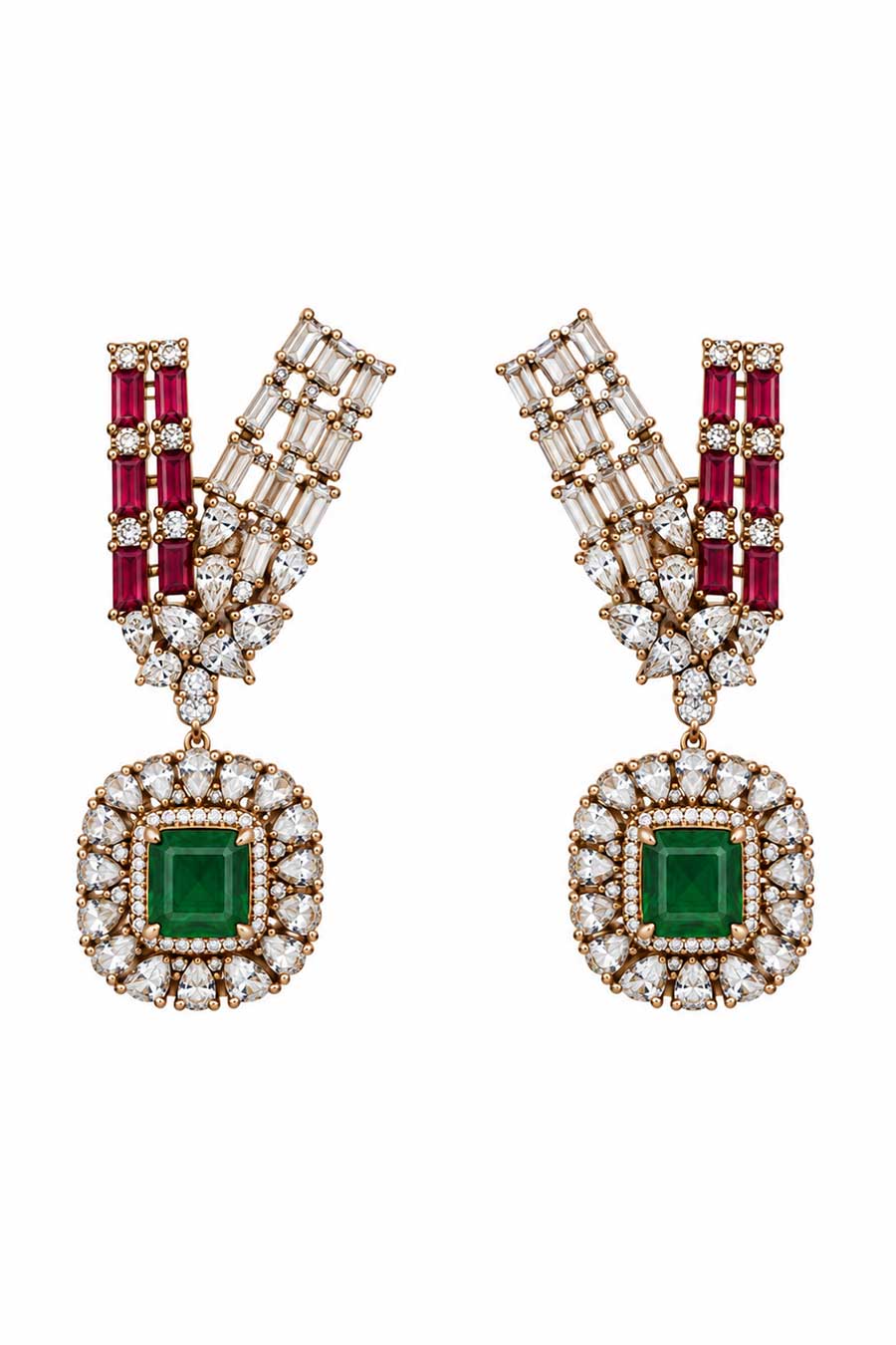 Ruby Emerald Kundan Necklace & Earrings Set