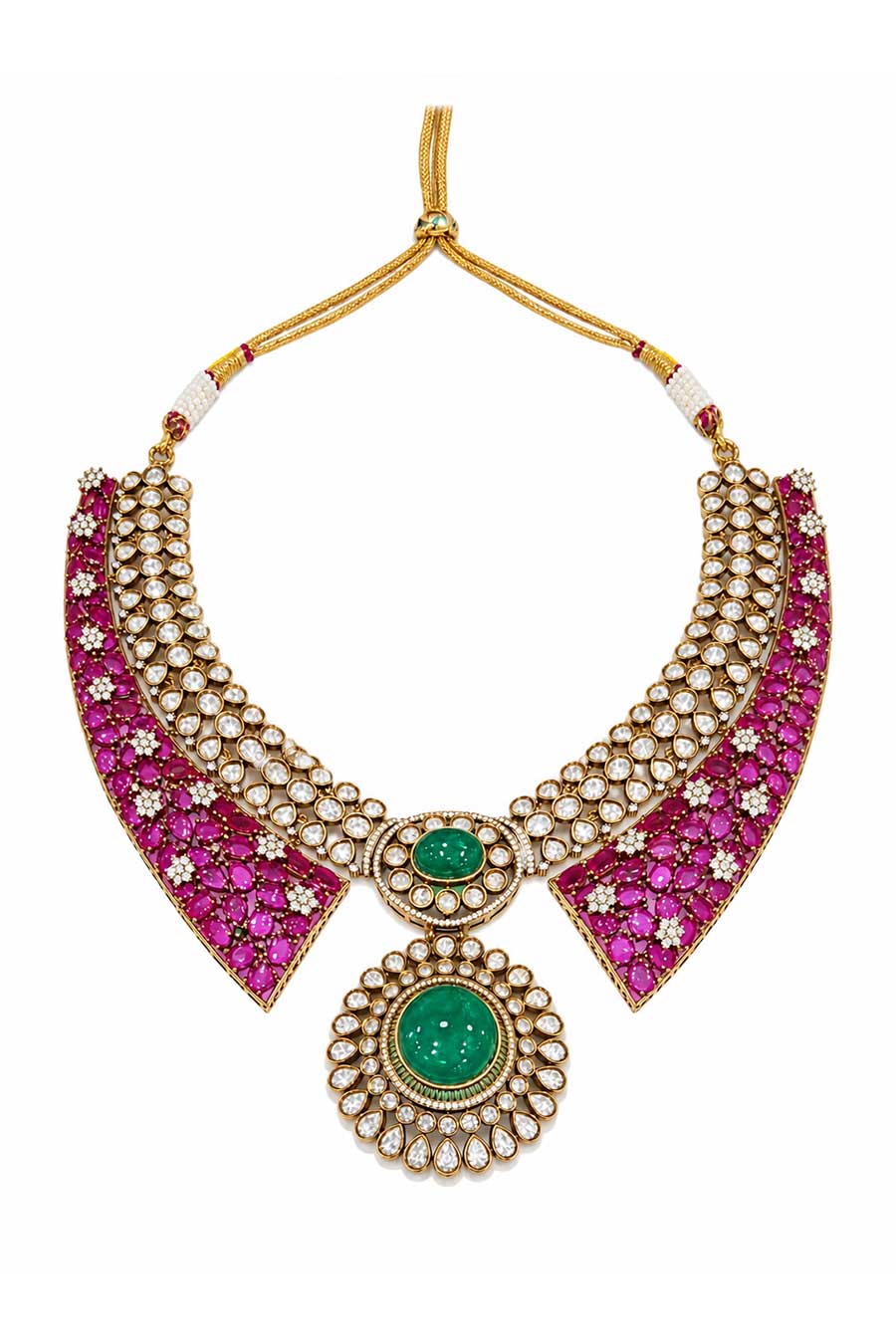 Ruby & Emerald Necklace & Earrings Set