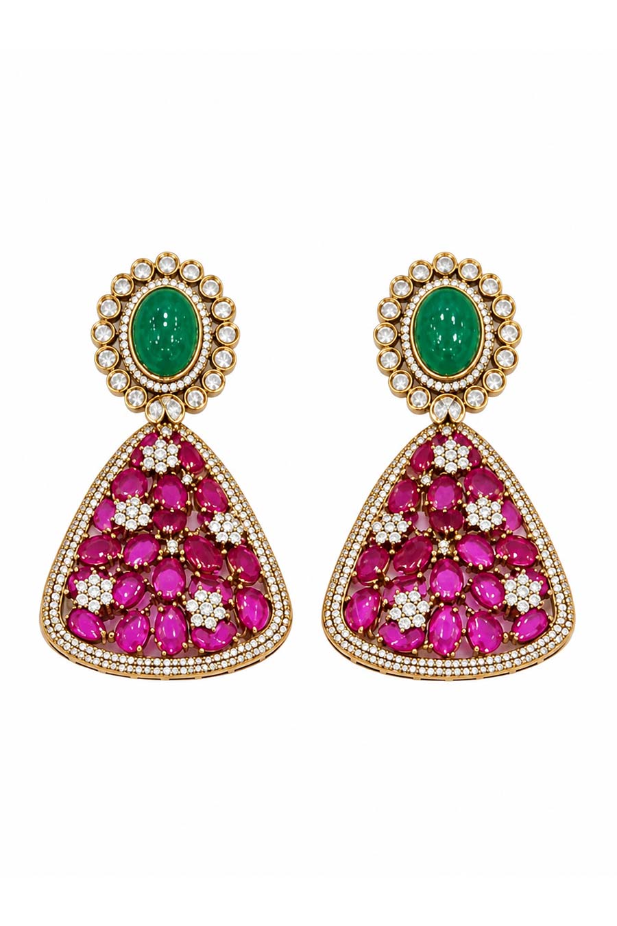 Ruby & Emerald Necklace & Earrings Set