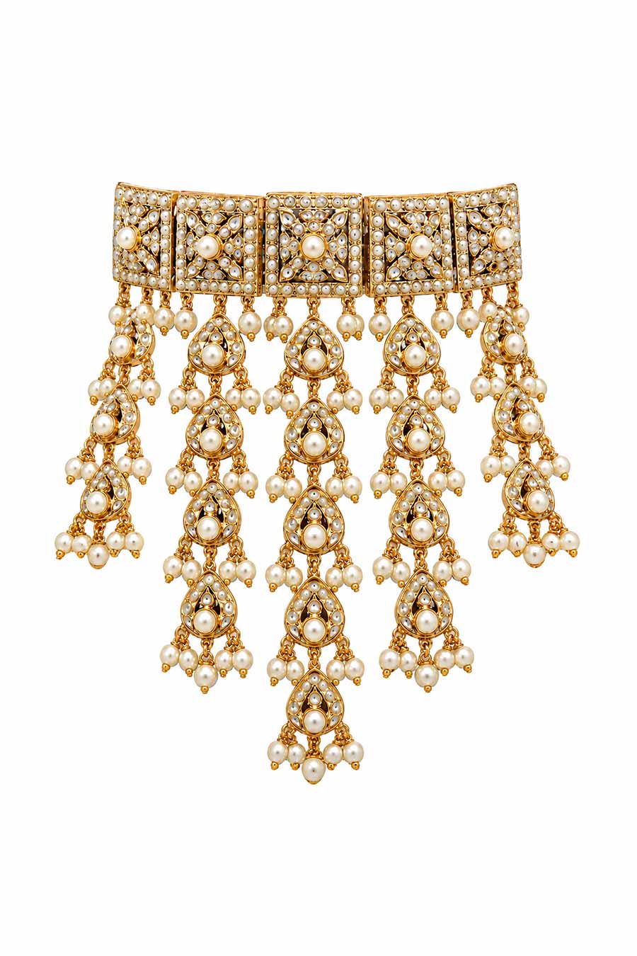 Gold Plated Jadau Choker Necklace & Earrings Set