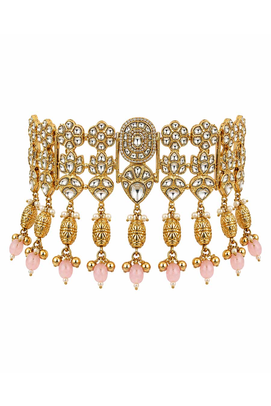 Gold Plated Kundan Choker Necklace & Earrings Set
