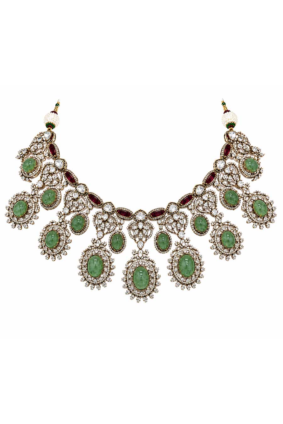 Sage Green Semi-Precious Zircon Necklace & Earrings Set