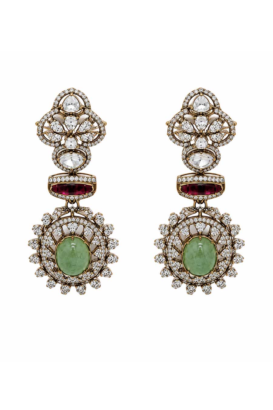 Sage Green Semi-Precious Zircon Necklace & Earrings Set