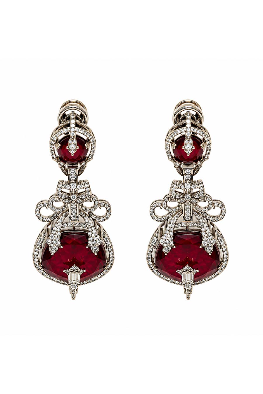 Ruby Semi-Precious Moissanite Necklace & Earrings Set