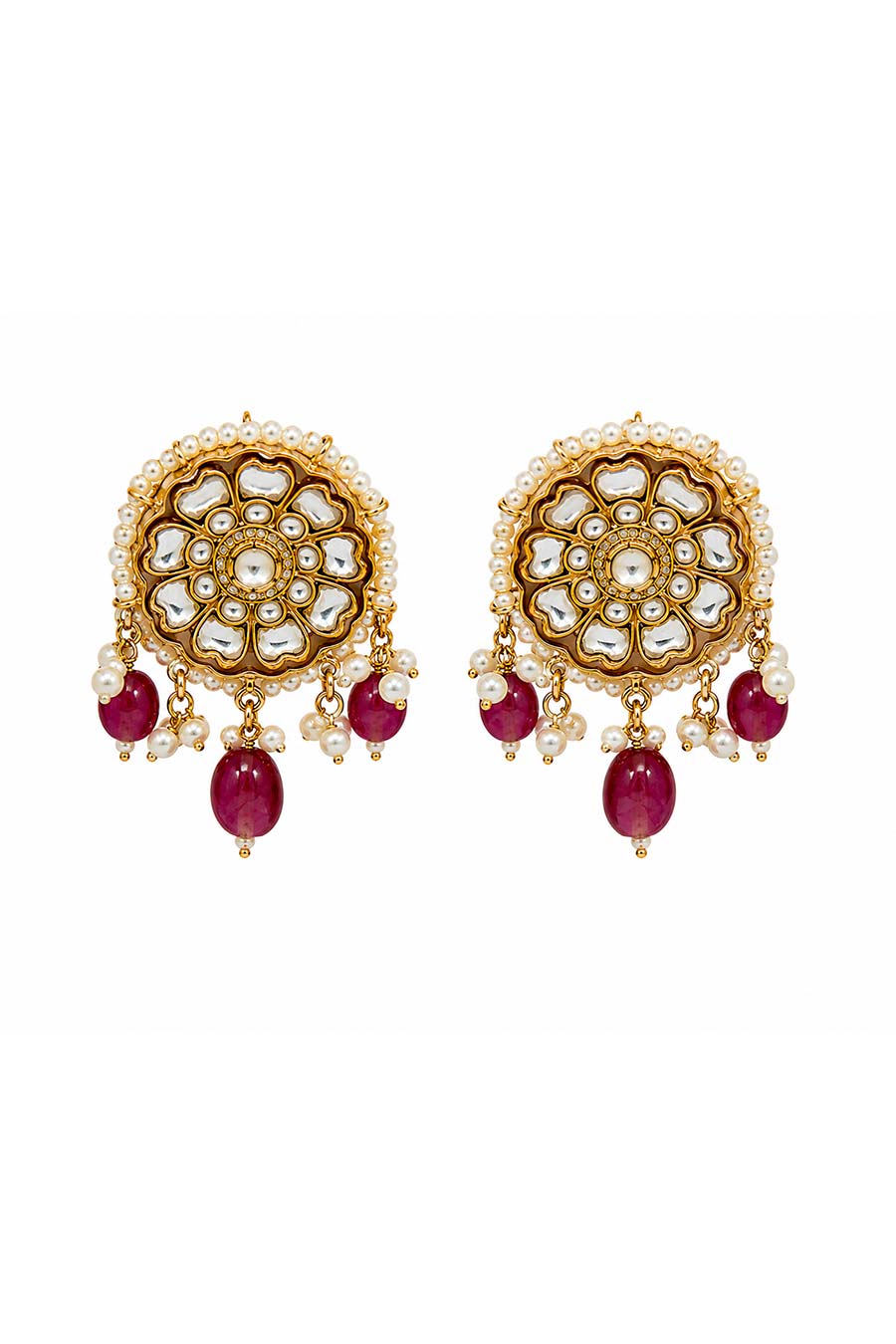Multicolour Polki Charm Necklace & Earrings Set