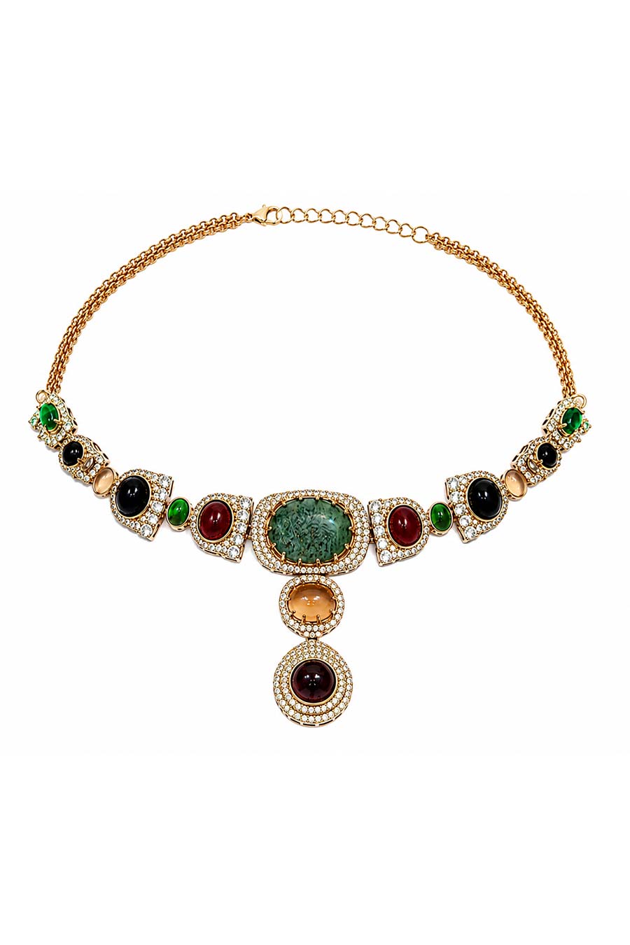 Multicolour Semi-Precious Necklace & Earrings Set