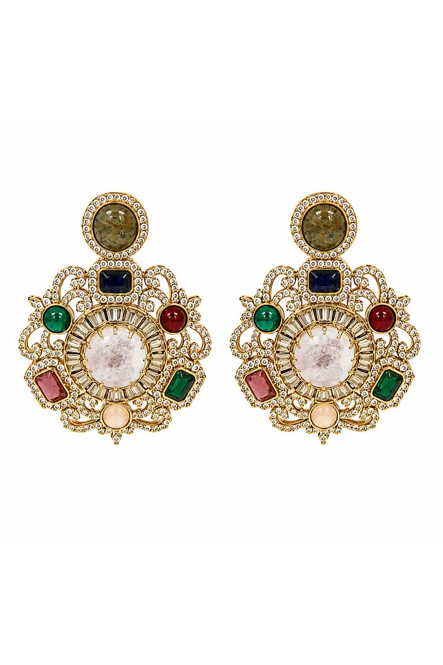 Multicolour Semi-Precious Choker & Earrings Set