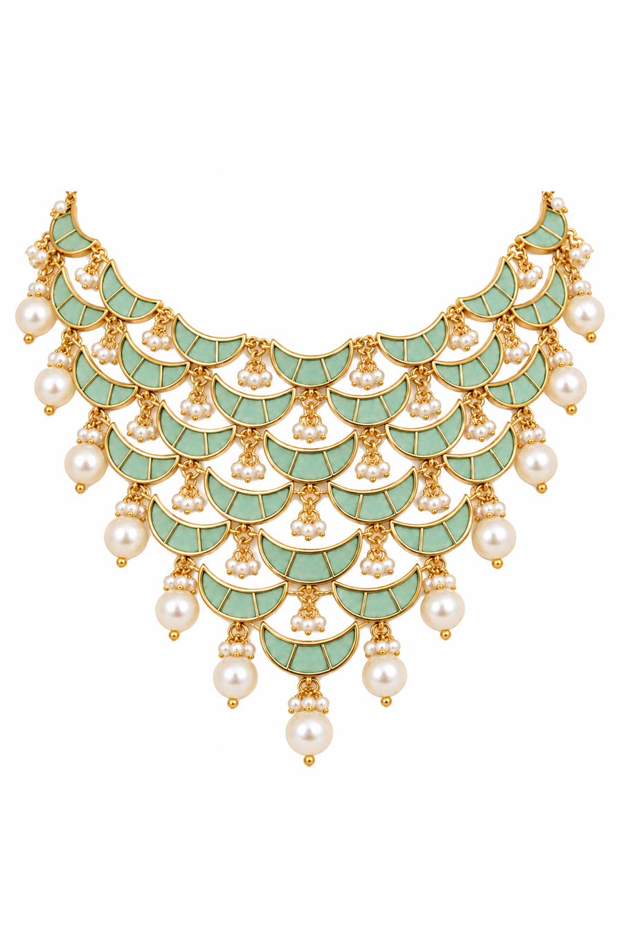Sage Green Pearl Necklace & Earrings Set