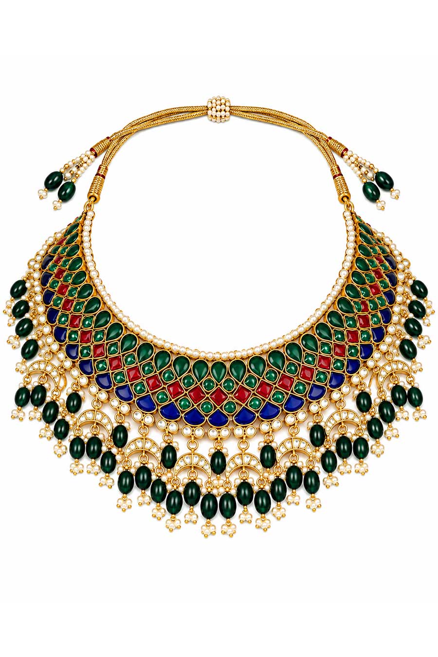 Multicolour Kundan Necklace & Earrings Set
