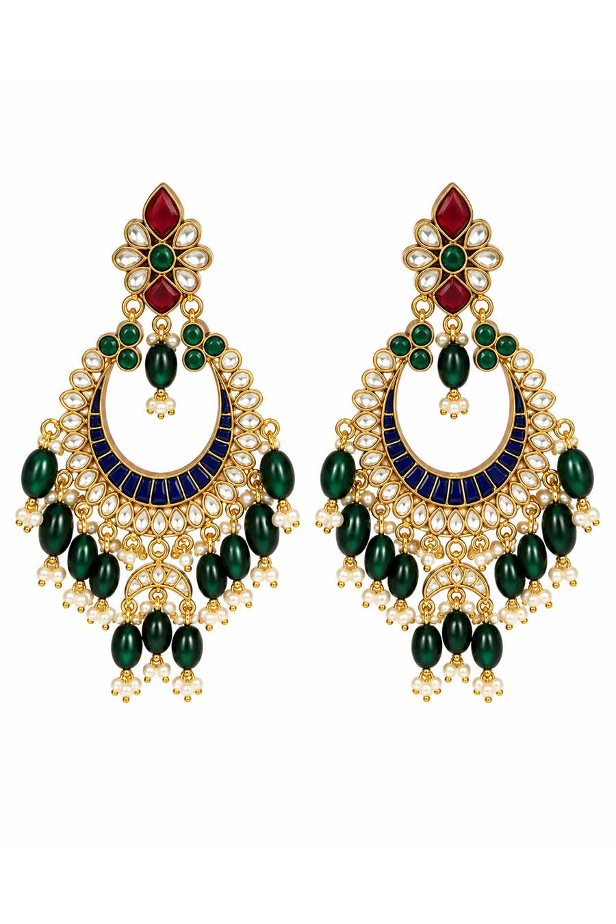 Multicolour Kundan Necklace & Earrings Set