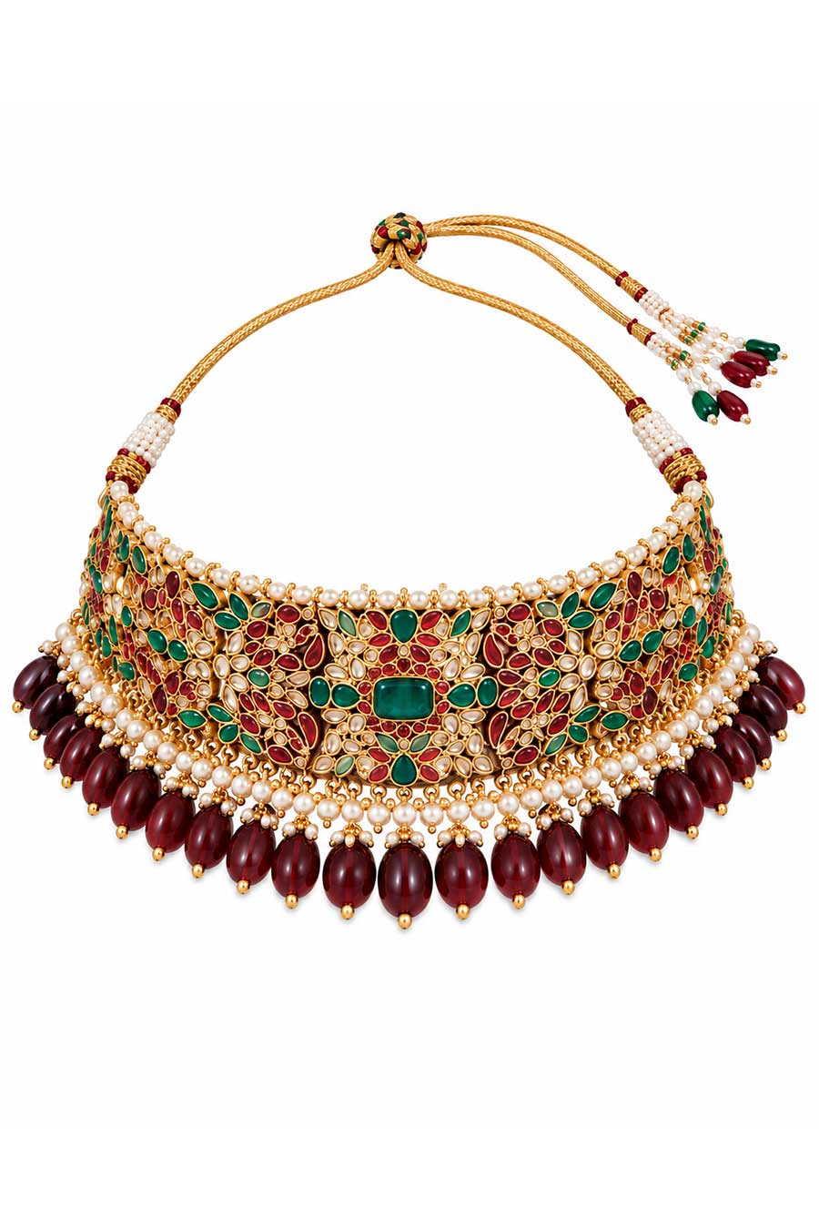 Multicolour Kundan Choker Necklace & Earrings Set