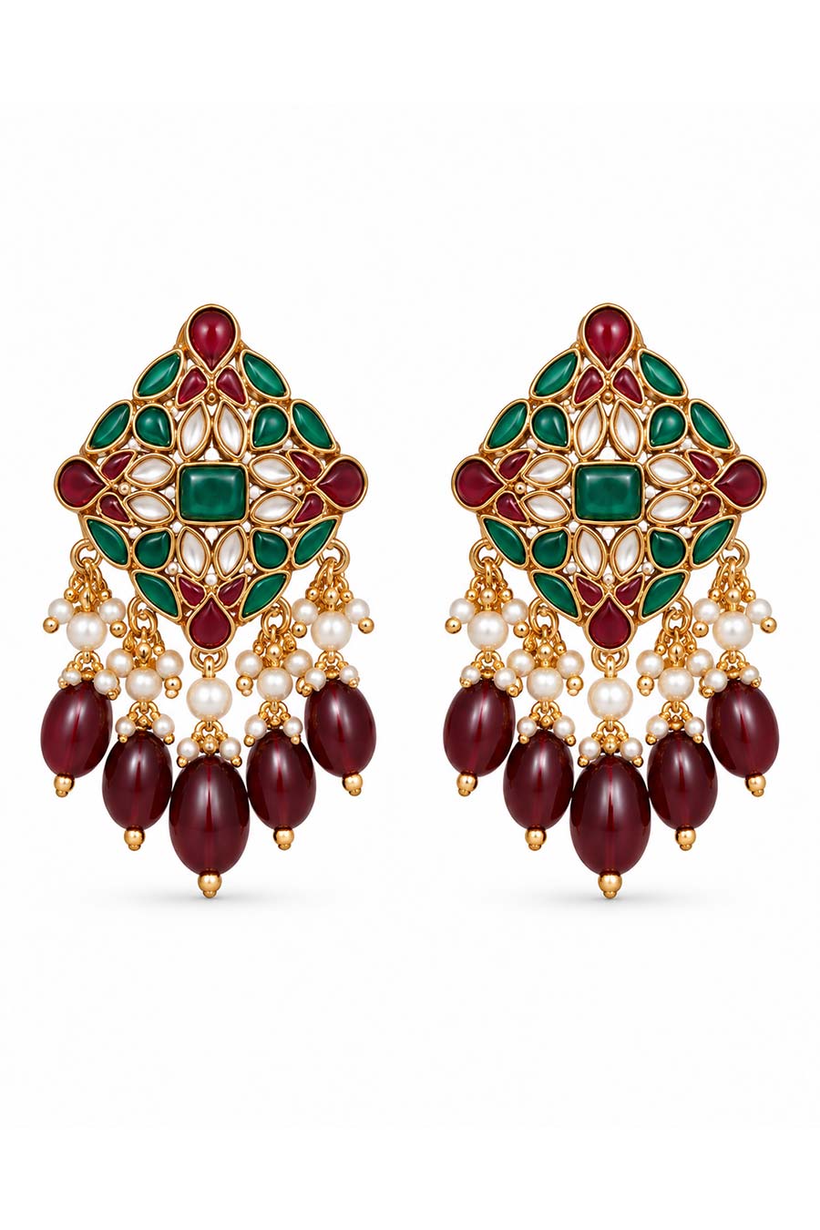 Multicolour Kundan Choker Necklace & Earrings Set