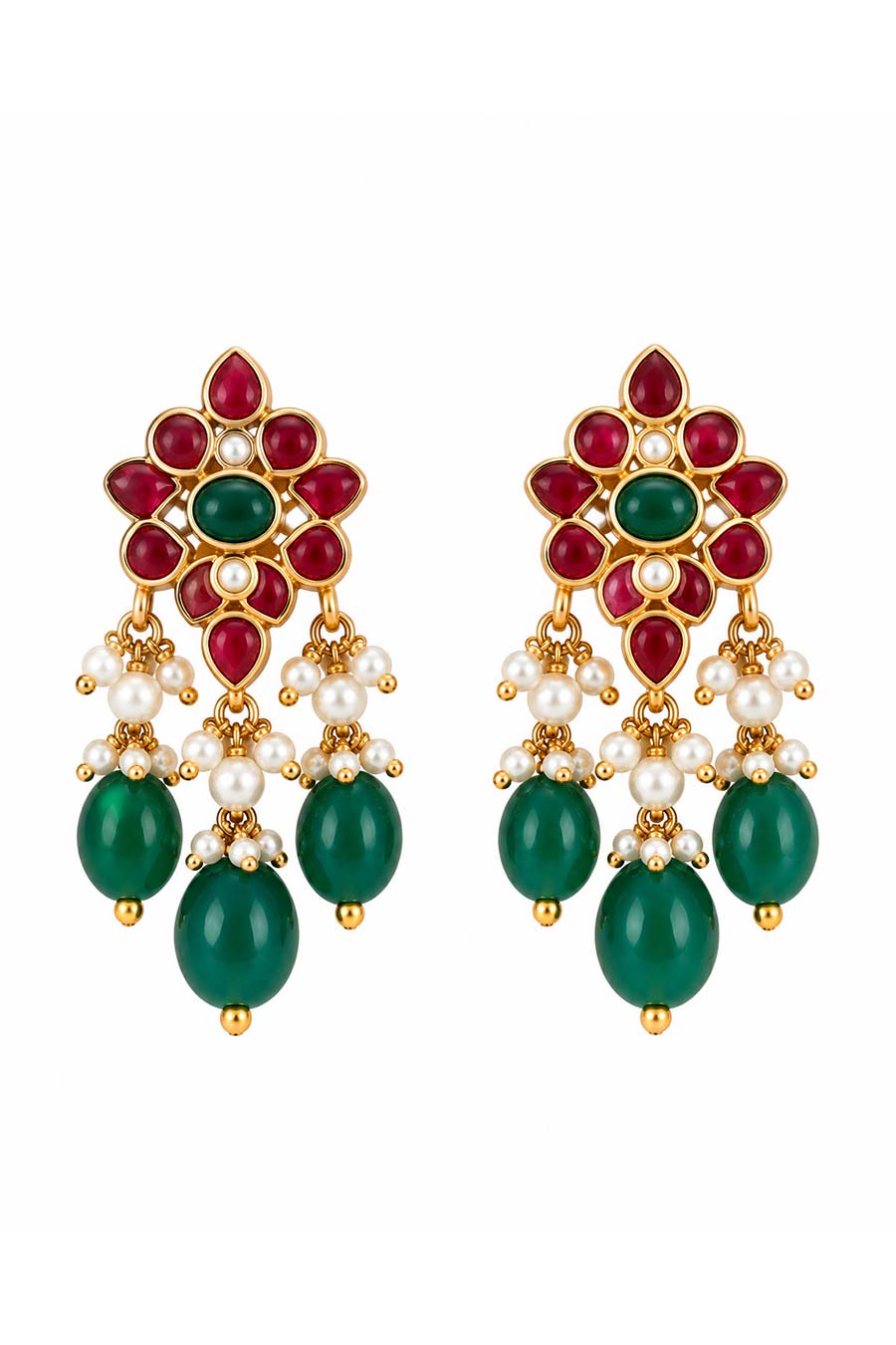 Pearl Beaded Peacock Necklace & Earrings Set