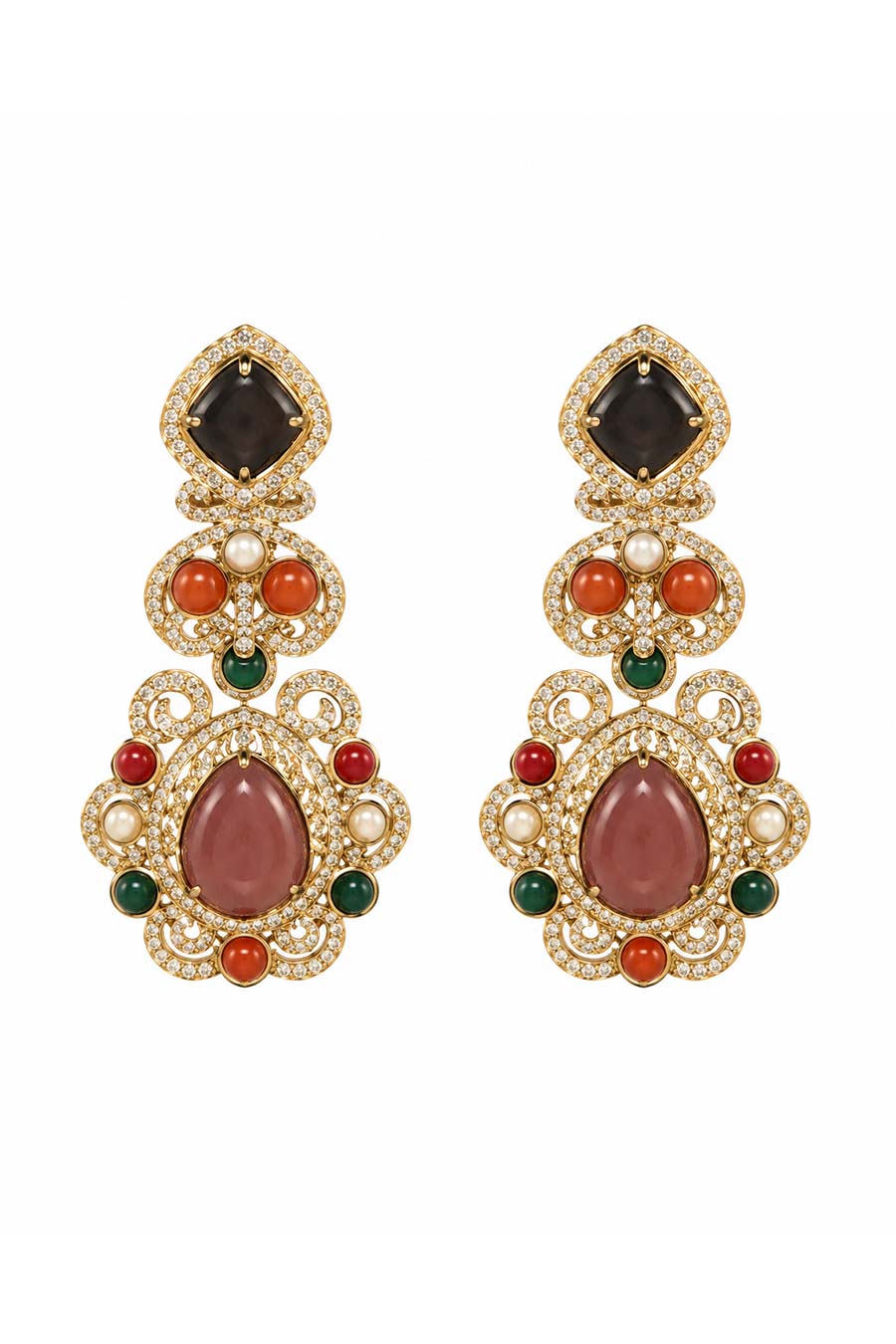 Multicolour Semi-Precious Stone Choker & Earrings Set