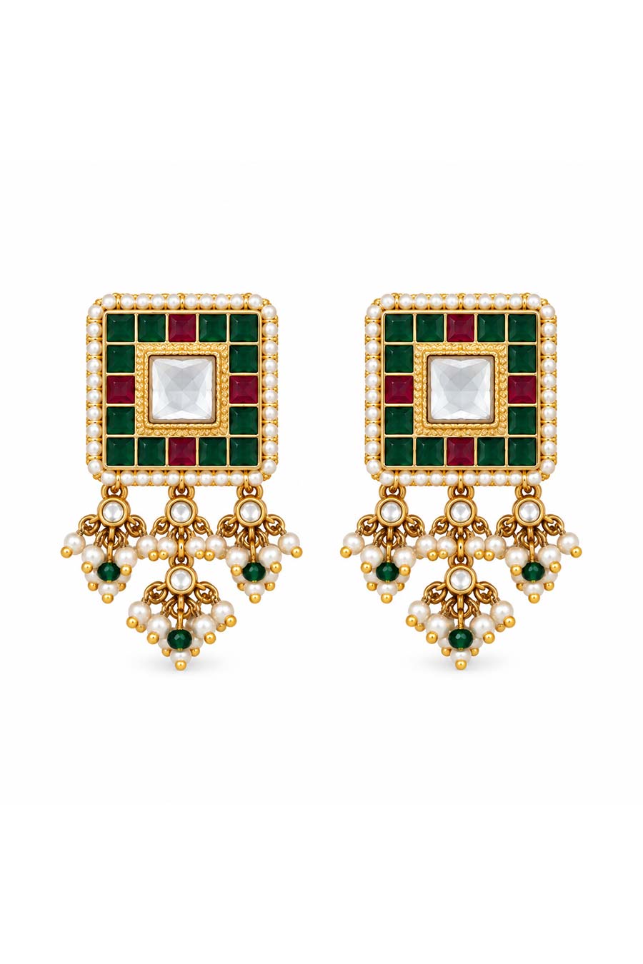Emerald Green Beaded Choker Necklace & Earrings Set