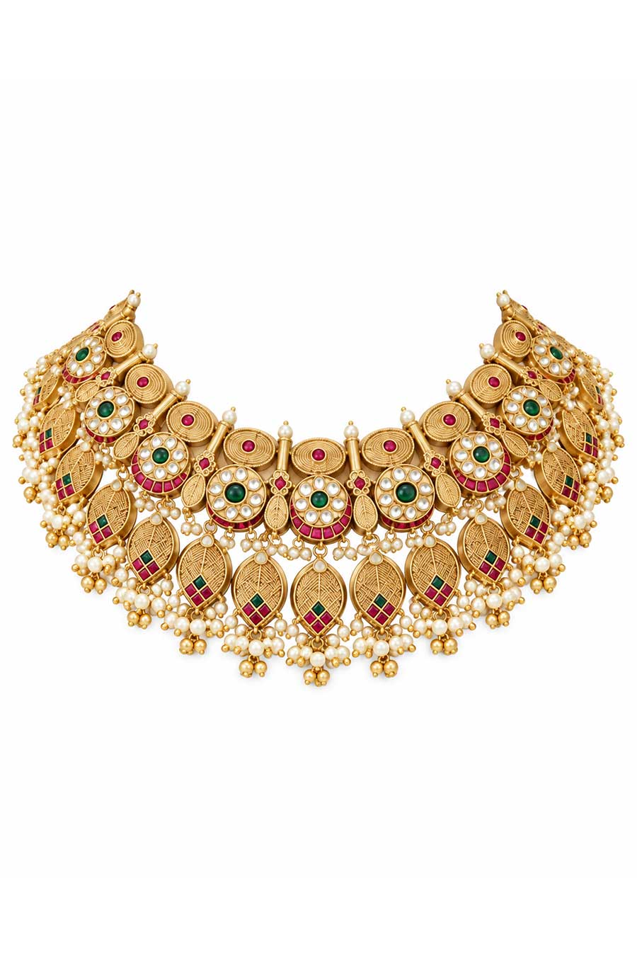 Antique Gold Kundan Necklace & Earrings Set