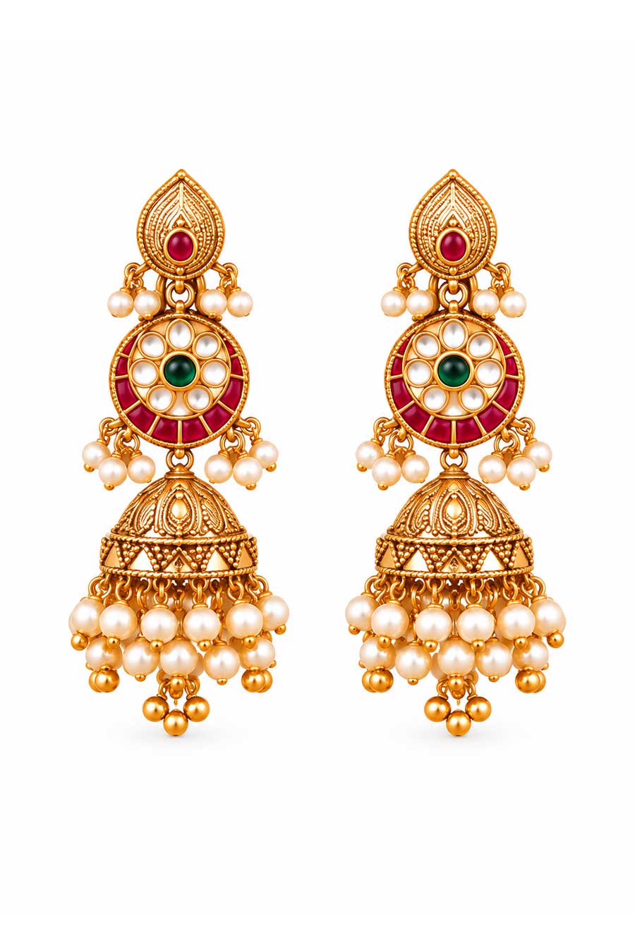 Antique Gold Kundan Necklace & Earrings Set