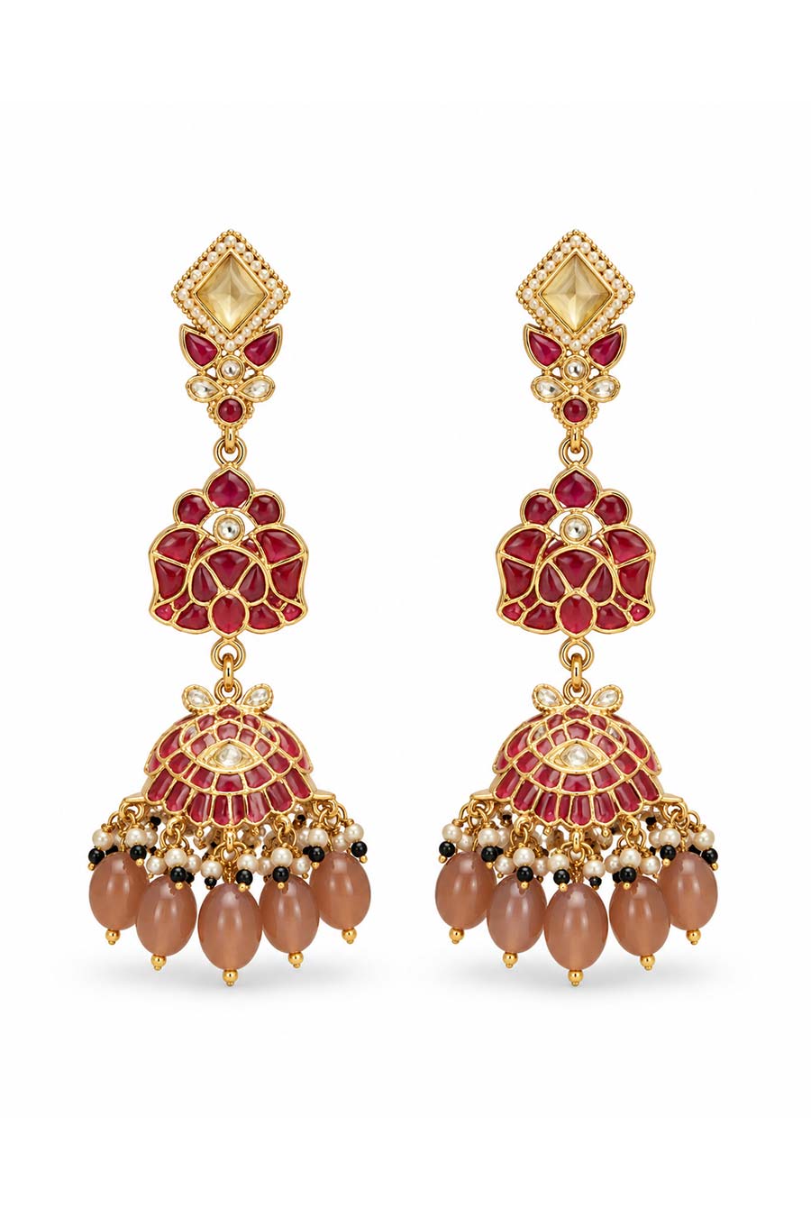 Multicolour Kundan Drop Necklace & Earrings Set