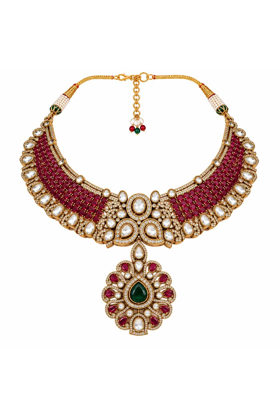 Ruby Moissanite Necklace & Earrings Set