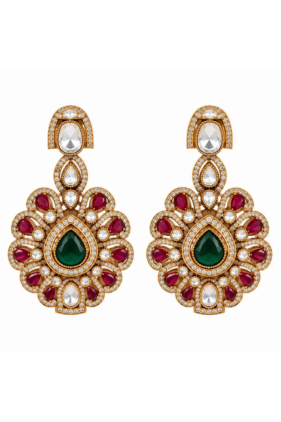 Ruby Moissanite Necklace & Earrings Set